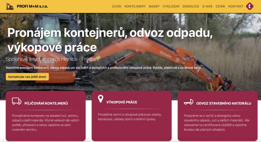 Profi Kontejnery – Services Microsite